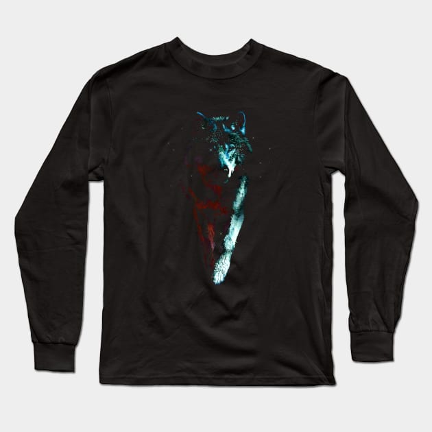 Night Wolf coming out of the darkness. Long Sleeve T-Shirt by MrMaster